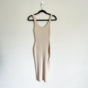 Windsor midi Cream Ribbed Dress size M woman’s stretchy tank summer casual chic